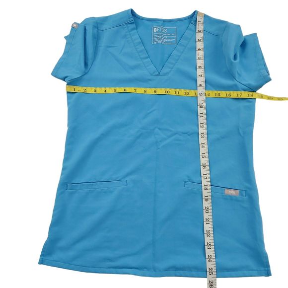 Figs Womens Scrub Top XS Blue Casma V-Neck Short Sleeve Work Uniform Utility - Picture 8 of 12